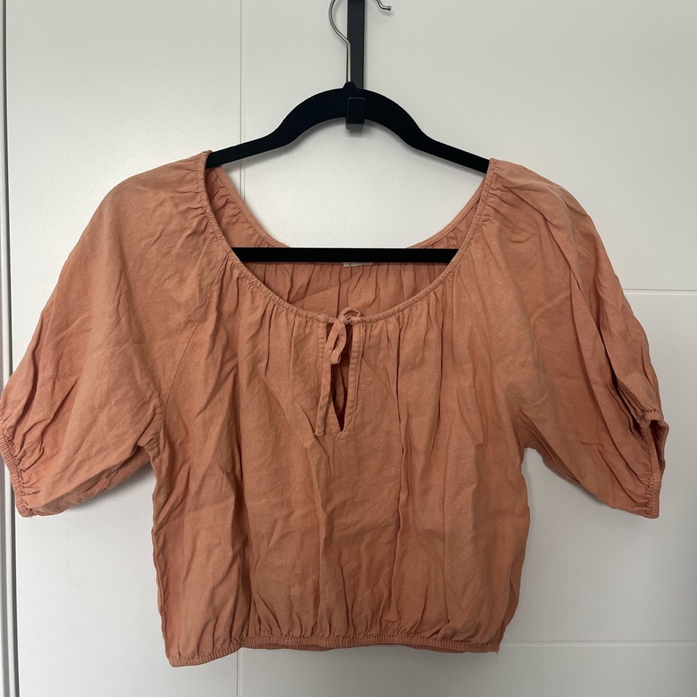 Wilfred free cropped Tie-Front Peasant Top